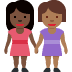 👩🏿‍🤝‍👩🏾 women holding hands: dark skin tone, medium-dark skin tone display on Twitter